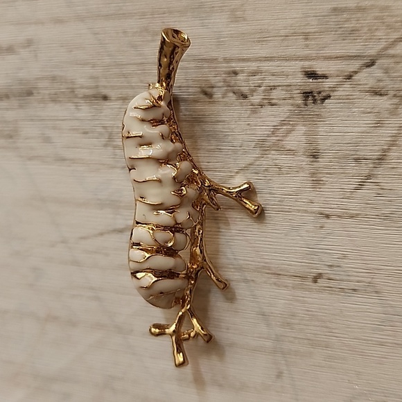 Caterpillar Brooch on a gold tone Branch - Picture 2 of 4